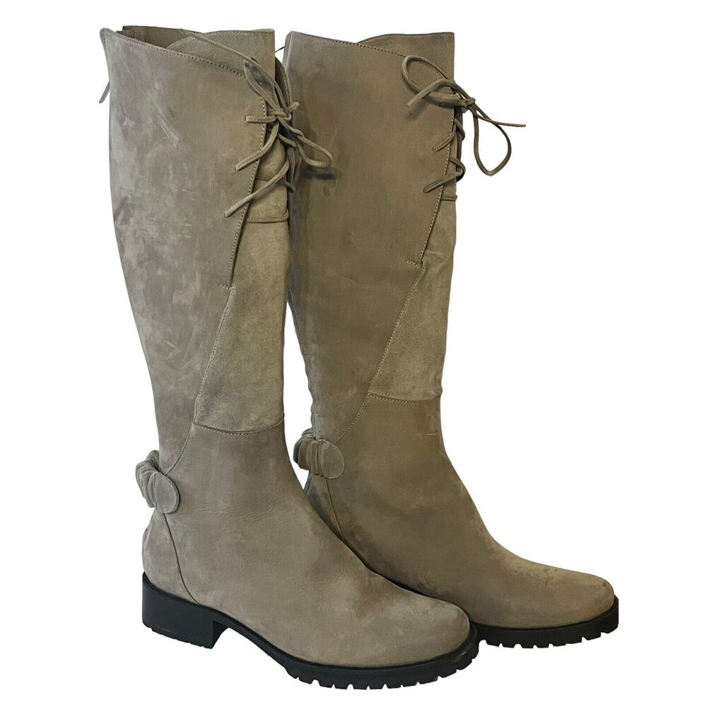 NEW Dusica Dusica Kotur Sacks Riding Boots •Women 37 /7• Tall Taupe Leather NWOB